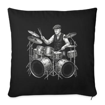 Calvin Coolidge plays drums - Sofa pillowcase 17,3'' x 17,3'' (45 x 45 cm) - black - Front