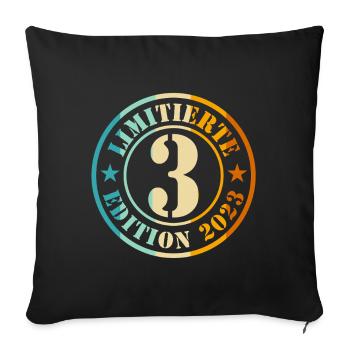 3e anniversaire, jeunes filles - Housse de coussin décorative 45 x 45 cm - noir - Devant