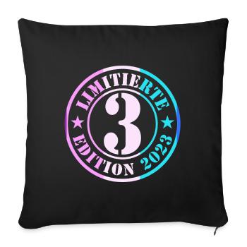 3e anniversaire, jeunes filles - Housse de coussin décorative 45 x 45 cm - noir - Devant