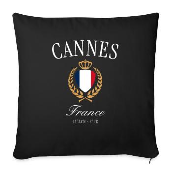 Couronne des armoiries Cannes France – Souvenir de voyage - Housse de coussin décorative 45 x 45 cm - noir - Devant