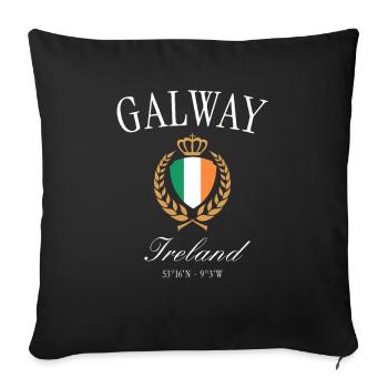 Couronne des armoiries de Galway Ireland – Souvenir de voyage - Housse de coussin décorative 45 x 45 cm - noir - Devant