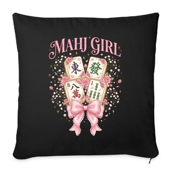 Mahj Girl Mahjong Lover Mahjong Player - Sofa pillowcase 17,3'' x 17,3'' (45 x 45 cm) - black - Front