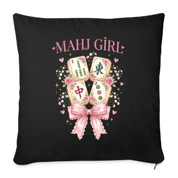 Mahj Girl Mahjong Lover Mahjong Player - Sofa pillowcase 17,3'' x 17,3'' (45 x 45 cm) - black - Front