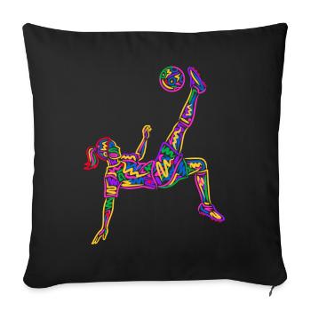 Soccer colorful soccer player girl soccer player - Sofa pillowcase 17,3'' x 17,3'' (45 x 45 cm) - black - Front