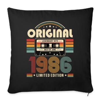Cadeau du 40e anniversaire Millésime de juin 1986 - Housse de coussin décorative 45 x 45 cm - noir - Devant