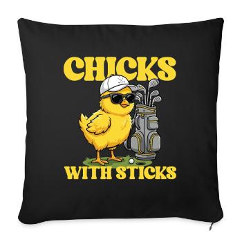 Chicks With Sticks Women Golf Humor - Sofa pillowcase 17,3'' x 17,3'' (45 x 45 cm) - black - Front
