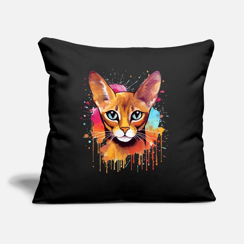 Bunte Spritzkunst-Abessinerkatze Sofakissenbezug 45 x 45 cm