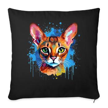 Abyssinian Cat  Splash Art Colorful Graphic - Sofa pillowcase 17,3'' x 17,3'' (45 x 45 cm) - black - Front