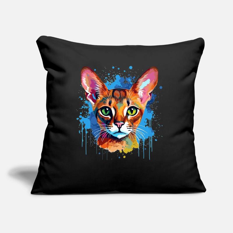 Art éclaboussuré de chat abyssinienne graphique coloré Housse de coussin décorative 45 x 45 cm
