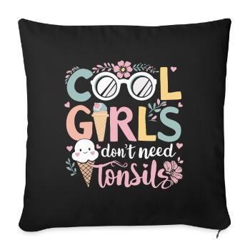 Les filles cool n’ont pas besoin d’amandes - Housse de coussin décorative 45 x 45 cm - noir - Devant
