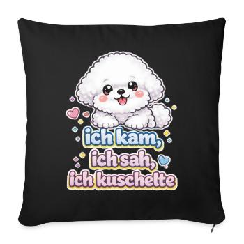 Kuschelhund Spruch Ich kam, ich sah, ich kuschelte - Sofakissenbezug 45 x 45 cm - Schwarz - Vorne