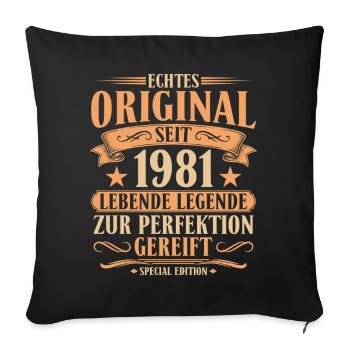 Original seit 1981 – 45. Geburtstag Retro - Sofakissenbezug 45 x 45 cm - Schwarz - Vorne