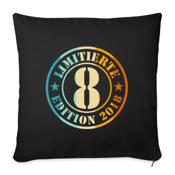 8e anniversaire, jeunes filles - Housse de coussin décorative 45 x 45 cm - noir - Devant