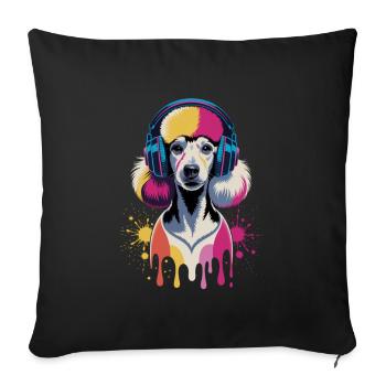 Casque Caniche - Housse de coussin décorative 45 x 45 cm - noir - Devant