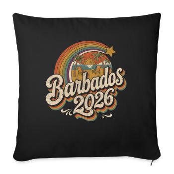 Barbados 2026 Beach Retro - Sofa pillowcase 17,3'' x 17,3'' (45 x 45 cm) - black - Front
