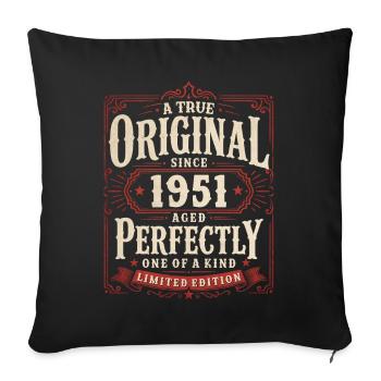 75th Birthday Gift Original Vintage 1951 - Sofa pillowcase 17,3'' x 17,3'' (45 x 45 cm) - black - Front