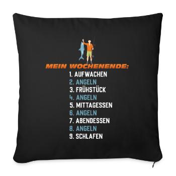 Mein Wochenende: Nur Angeln - Sofakissenbezug 45 x 45 cm - Schwarz - Vorne