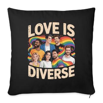 L’amour est une fierté diverse, arc-en-ciel - Housse de coussin décorative 45 x 45 cm - noir - Devant