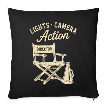Lights Camera Action Director Director Cinema Film - Sofa pillowcase 17,3'' x 17,3'' (45 x 45 cm) - black - Front