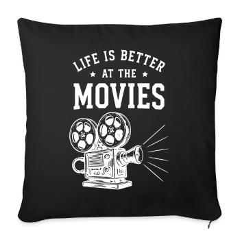 Life is better at the movies Kino Film Retro - Sofa pillowcase 17,3'' x 17,3'' (45 x 45 cm) - black - Front