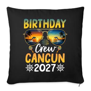 Équipe d’anniversaire Cancún 2027 - Housse de coussin décorative 45 x 45 cm - noir - Devant