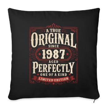 Cadeau du 39e anniversaire Millésime original 1987 - Housse de coussin décorative 45 x 45 cm - noir - Devant
