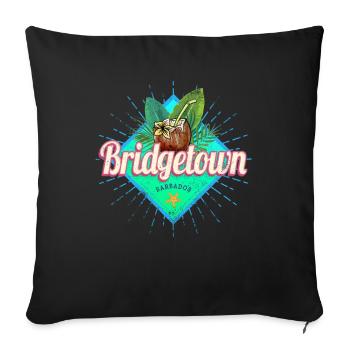 Souvenir caribéen vintage de Bridgetown à la Barbade - Housse de coussin décorative 45 x 45 cm - noir - Devant