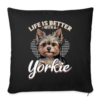Yorkshire Terrier Yorkie Dog Breed - Sofa pillowcase 17,3'' x 17,3'' (45 x 45 cm) - black - Front
