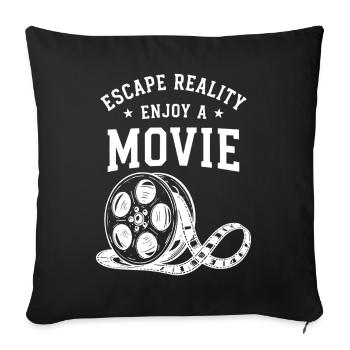 Évader la réalité Profiter d’un film Kinorolle Film - Housse de coussin décorative 45 x 45 cm - noir - Devant