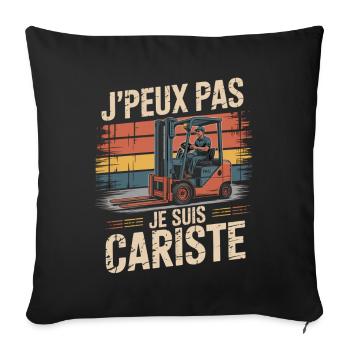 T-Shirt Humour Cadeau Cariste Original Collègues - Housse de coussin décorative 45 x 45 cm - noir - Devant