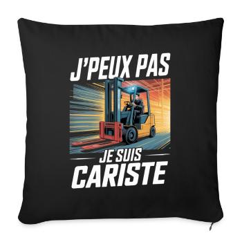 T-Shirt Humour Cariste Chariot Élévateur Cadeau - Housse de coussin décorative 45 x 45 cm - noir - Devant