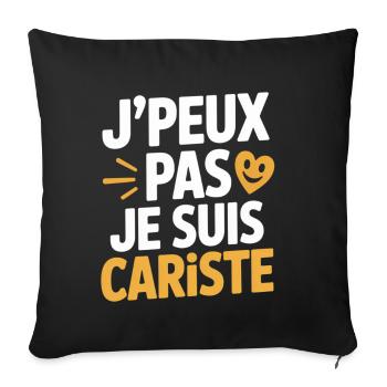 T-Shirt Humour Cariste Chariot Élévateur Gerbeur - Housse de coussin décorative 45 x 45 cm - noir - Devant