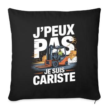 Humour Métier Logistique | T-Shirt Cariste Cadeau - Housse de coussin décorative 45 x 45 cm - noir - Devant
