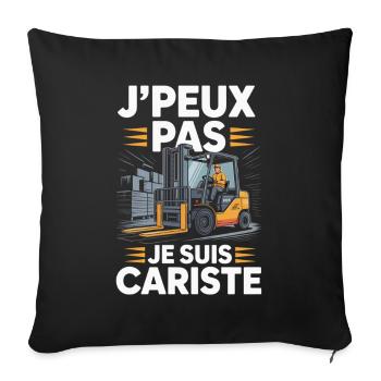 T-Shirt Humour Cariste En Action Cadeau Collègue  - Housse de coussin décorative 45 x 45 cm - noir - Devant
