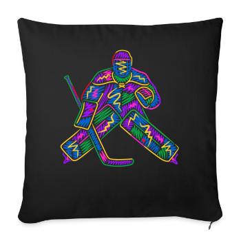 Eishockey Torwart Kinder Bunter Eishockeyspieler - Sofakissenbezug 45 x 45 cm - Schwarz - Vorne
