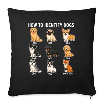 Comment reconnaître les chiens Humour drôle de table canin - Housse de coussin décorative 45 x 45 cm - noir - Devant