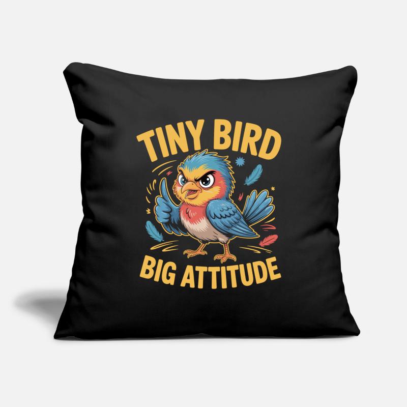 Tiny Bird Big Attitude Vogel Spruch Sofakissenbezug 45 x 45 cm