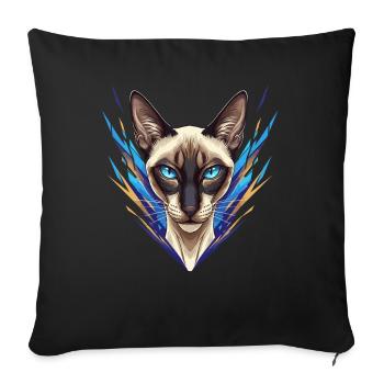 Siamese Cat Neon Style - Sofa pillowcase 17,3'' x 17,3'' (45 x 45 cm) - black - Front