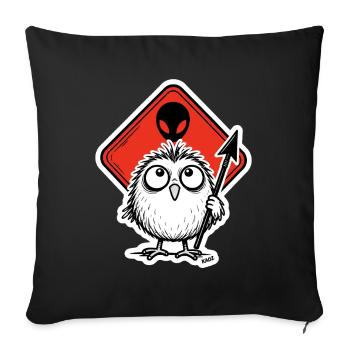Owl with Alien Sign - Sofa pillowcase 17,3'' x 17,3'' (45 x 45 cm) - black - Front
