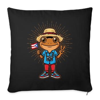 Coqui Frog Puerto Rican Puerto Rico Flag - Sofa pillowcase 17,3'' x 17,3'' (45 x 45 cm) - black - Front