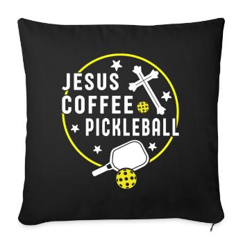 Jesus Kaffee Pickleball Design - Sofakissenbezug 45 x 45 cm - Schwarz - Vorne
