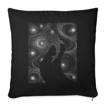 Requin-baleine Vie marine marine Scaphandising - Housse de coussin décorative 45 x 45 cm - noir - Devant