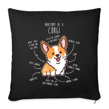 Corgi Dog Anatomy - Sofa pillowcase 17,3'' x 17,3'' (45 x 45 cm) - black - Front