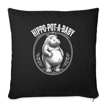 Mère enceinte Hippopotam-un-bébé Hippopotam-un-bébé Hippopotame - Housse de coussin décorative 45 x 45 cm - noir - Devant