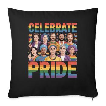Celebrate Pride LGBT Rainbow Diversity - Sofa pillowcase 17,3'' x 17,3'' (45 x 45 cm) - black - Front