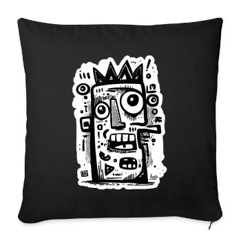 Art abstrait du visage couronné - Housse de coussin décorative 45 x 45 cm - noir - Devant