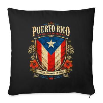 Puerto Rico Vintage Shield - Sofakissenbezug 45 x 45 cm - Schwarz - Vorne