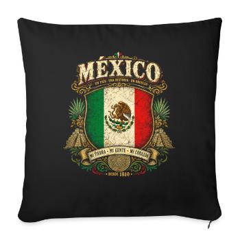 Mexiko Wappen Vintage Flaggenkunst - Sofakissenbezug 45 x 45 cm - Schwarz - Vorne