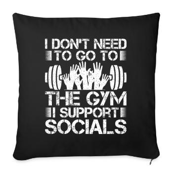 Citation d’assistante sociale : Ne va pas à la salle de sport Soutien social - Housse de coussin décorative 45 x 45 cm - noir - Devant