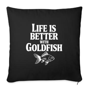 La vie est meilleure avec les poissons rouges - Housse de coussin décorative 45 x 45 cm - noir - Devant